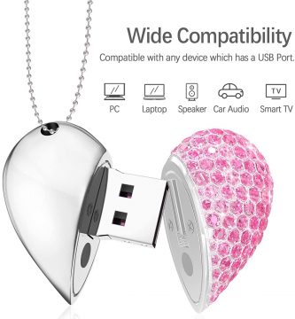 KEXIN 64GB Memoria USB 2.0 Corazón rosa