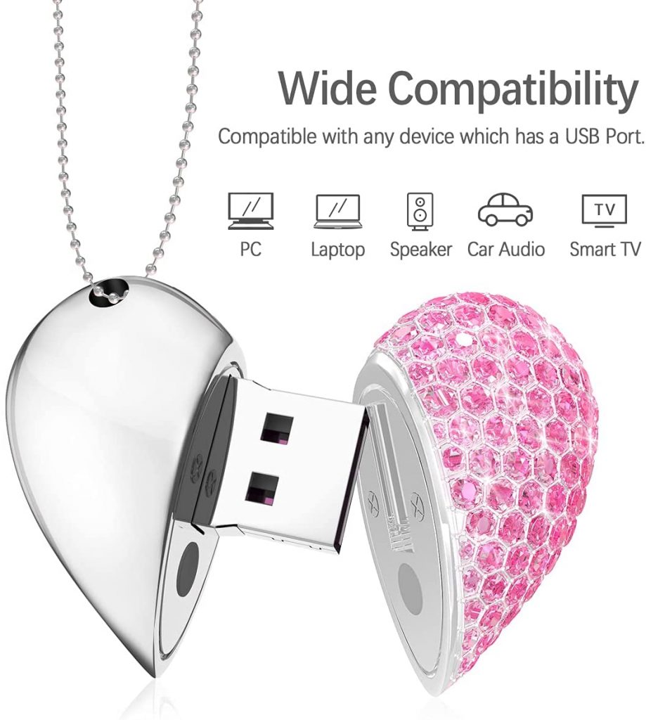 KEXIN 64GB Memoria USB 2.0 - Corazón rosa